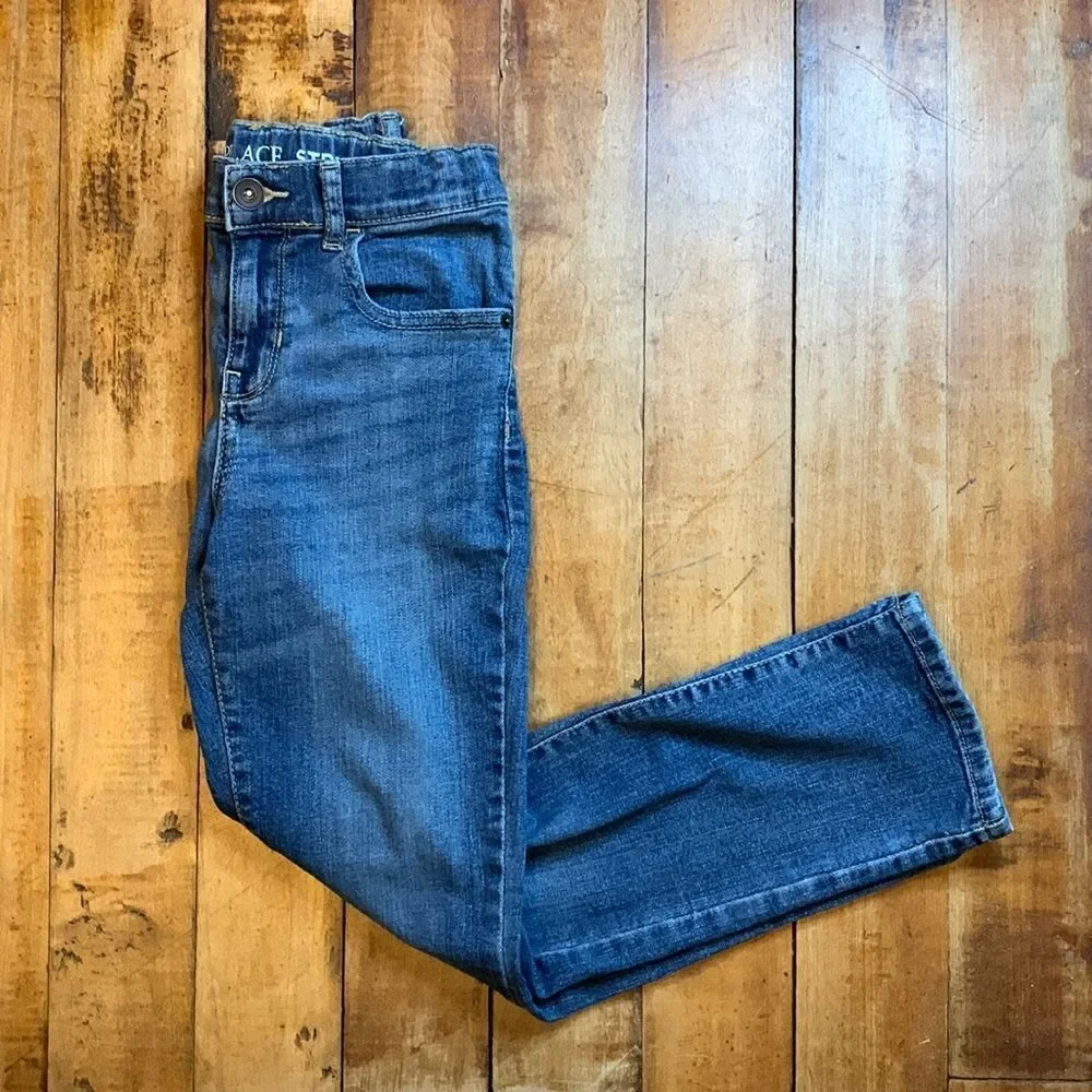 Childrens place jeans 8 girls straight leg stretch denim cotton adjustable waist